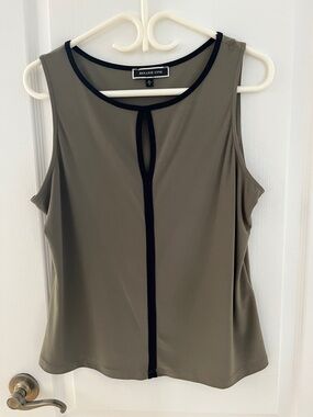 Melanie Lyne Olive Tank with Black Contrast Trim